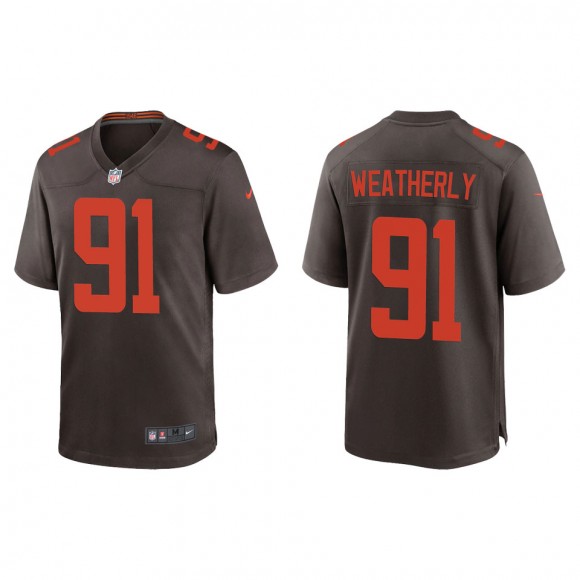 Men's Cleveland Browns Stephen Weatherly Brown Alternate Game Jersey