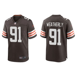 Men's Cleveland Browns Stephen Weatherly Brown Game Jersey