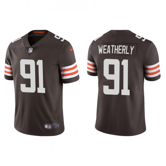 Men's Cleveland Browns Stephen Weatherly Brown Vapor Limited Jersey