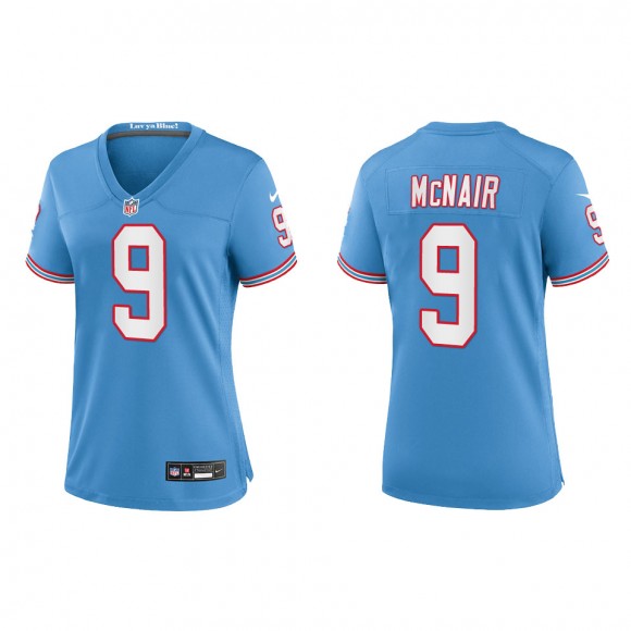 Steve McNair Women Tennessee Titans Light Blue Oilers Throwback Alternate Game Jersey