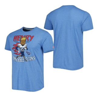 Men's Tennessee Titans Derrick Henry Homage Heathered Light Blue Caricature Player Tri-Blend T-Shirt