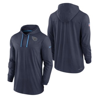 Men's Tennessee Titans Navy Sideline Pop Performance Pullover Long Sleeve Hoodie T-Shirt