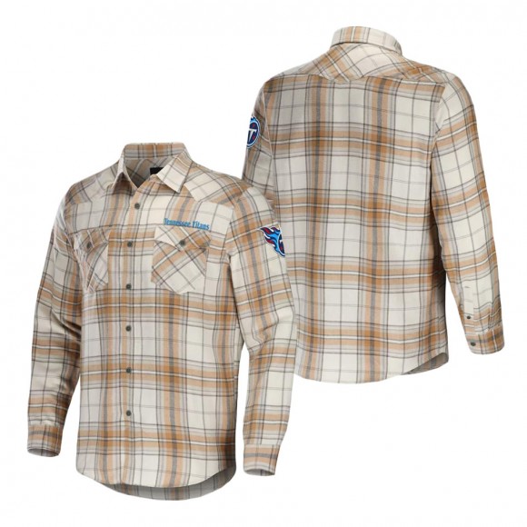 Titans NFL x Darius Rucker Collection Tan Flannel Long Sleeve Button-Up Shirt