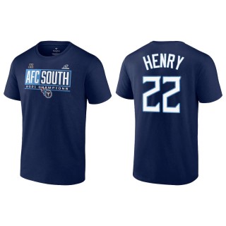 Men's Titans Derrick Henry Navy 2021 AFC South Division Champions Blocked Favorite T-Shirt
