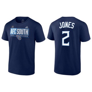 Men's Titans Julio Jones Navy 2021 AFC South Division Champions Blocked Favorite T-Shirt