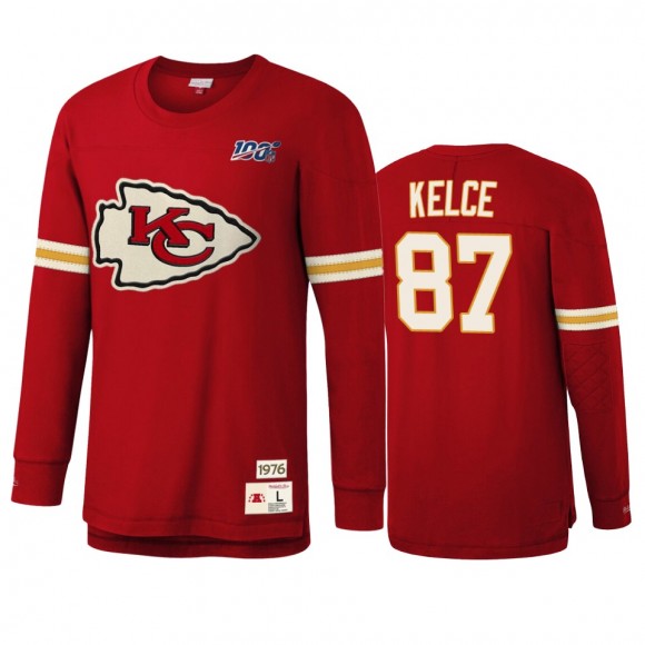 Kansas City Chiefs Travis Kelce Mitchell & Ness Red NFL 100 Team Inspired T-Shirt