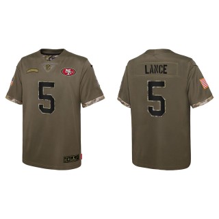 Trey Lance Youth San Francisco 49ers Olive 2022 Salute To Service Limited Jersey