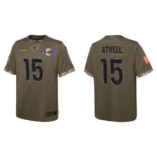 Tutu Atwell Youth Los Angeles Rams Olive 2022 Salute To Service Limited Jersey