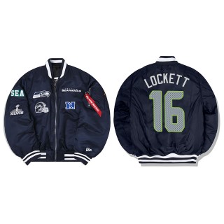 Tyler Lockett Alpha Industries X Seattle Seahawks MA-1 Bomber Navy Jacket