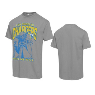 Unisex Los Angeles Chargers Graphite Disney Star Wars Yoda Win We Will T-Shirt