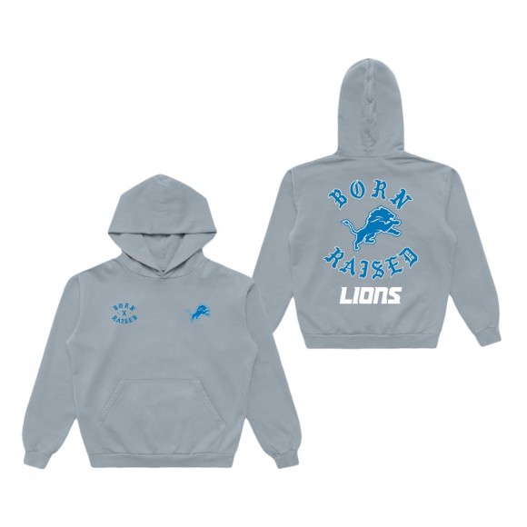 Unisex Detroit Lions Born x Raised Silver Pullover Hoodie