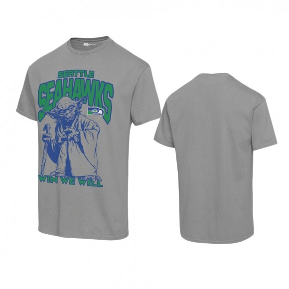 Unisex Seattle Seahawks Graphite Disney Star Wars Yoda Win We Will T-Shirt