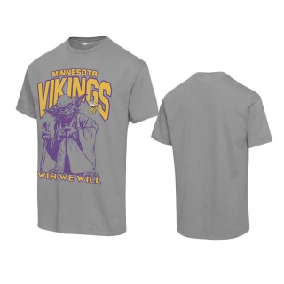 Unisex Minnesota Vikings Graphite Disney Star Wars Yoda Win We Will T-Shirt
