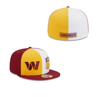 Washington Commanders Gold Burgundy 2023 Sideline 59FIFTY Fitted Hat