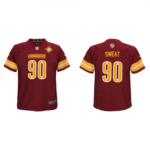 Montez Sweat Youth Washington Commanders Burgundy 90th Anniversary Game Jersey