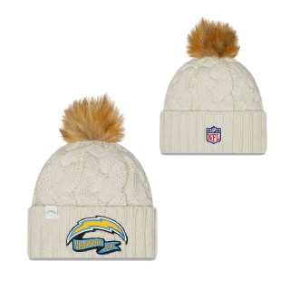 Women's Los Angeles Chargers Cream 2022 Sideline Cuffed Knit Hat