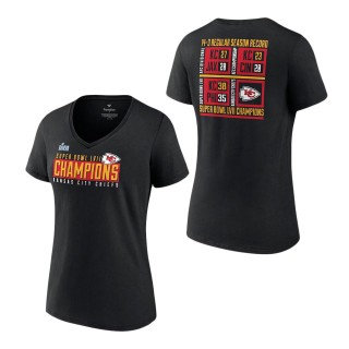 Women's Kansas City Chiefs Black Super Bowl LVII Champions Scoreboard Showcase V-Neck T-Shirt