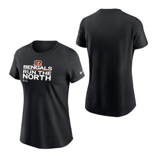 Women Cincinnati Bengals Black 2021 AFC North Division Champions Trophy Collection T-Shirt