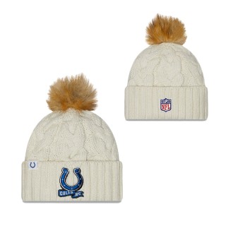 Women's Indianapolis Colts Cream 2022 Sideline Cuffed Knit Hat