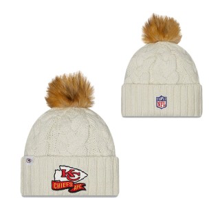 Women's Kansas City Chiefs Cream 2022 Sideline Cuffed Knit Hat