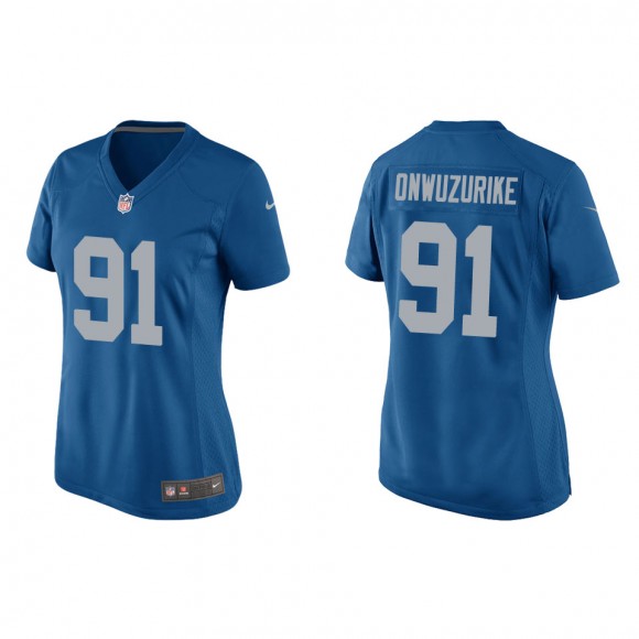 Women's Detroit Lions Levi Onwuzurike Blue Throwback Game Jersey