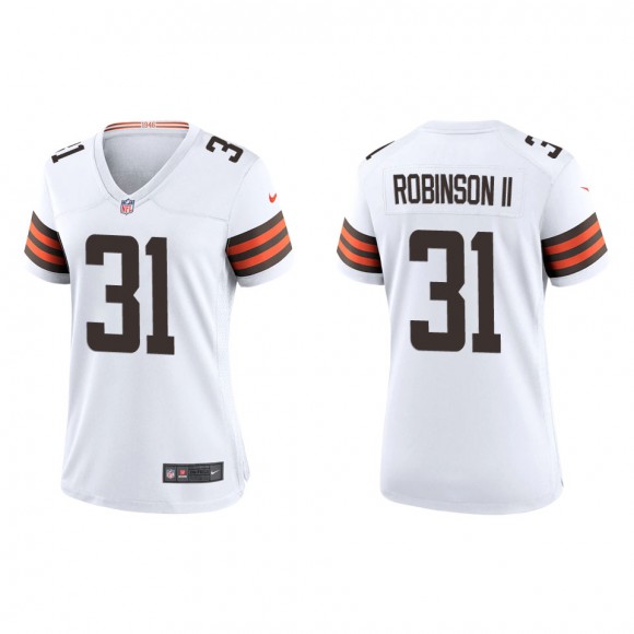 Women's Cleveland Browns Reggie Robinson II White Game Jersey