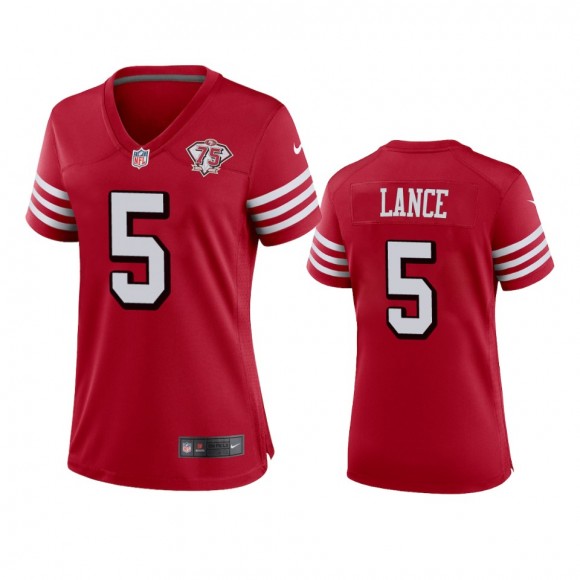 Women's San Francisco 49ers Trey Lance Scarlet 75th Anniversary Alternate Game Jersey
