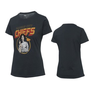 Women's Kansas City Chiefs Black Disney Star Wars Princess Leia T-Shirt
