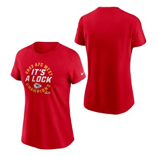Women's Kansas City Chiefs Red 2023 AFC West Division Champions Locker Room Trophy T-Shirt