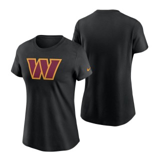 Women's Washington Commanders Black Logo Cotton Essential T-Shirt