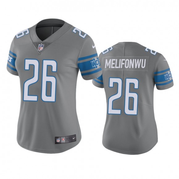 Women's Detroit Lions Ifeatu Melifonwu Steel Color Rush Limited Jersey