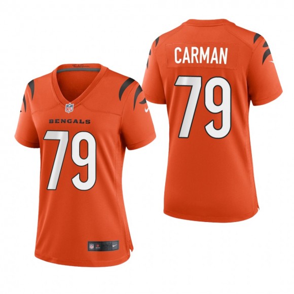 Women's Cincinnati Bengals Jackson Carman Orange Game Jersey