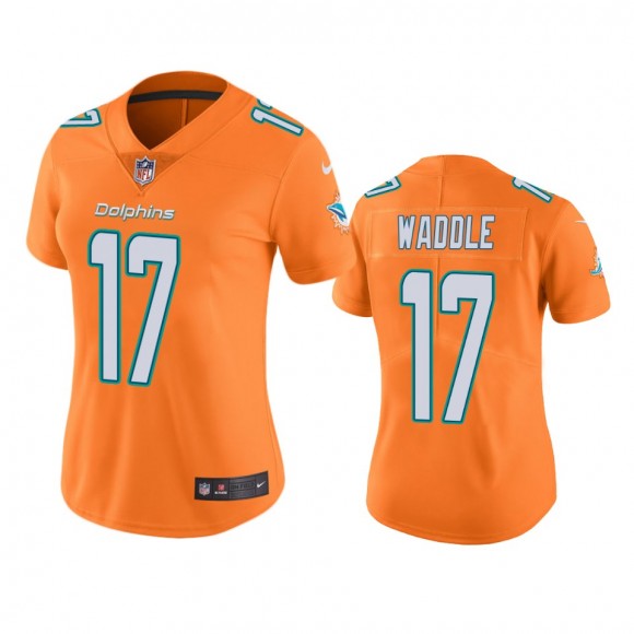 Women's Miami Dolphins Jaylen Waddle Orange Color Rush Limited Jersey