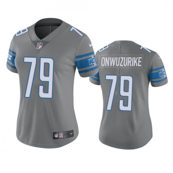 Women's Detroit Lions Levi Onwuzurike Steel Color Rush Limited Jersey