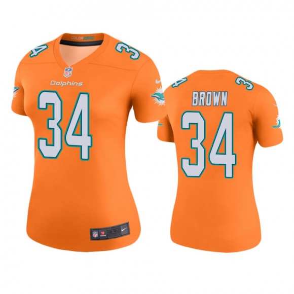 Miami Dolphins Malcolm Brown Orange Color Rush Legend Jersey - Women's