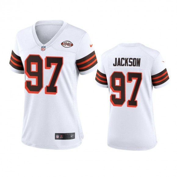 Women's Cleveland Browns Malik Jackson White 1946 Collection Alternate Game Jersey