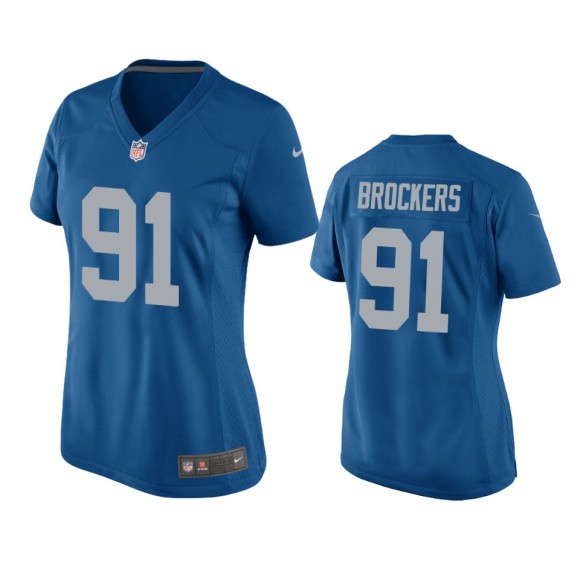 Women's Detroit Lions Michael Brockers Blue Throwback Game Jersey