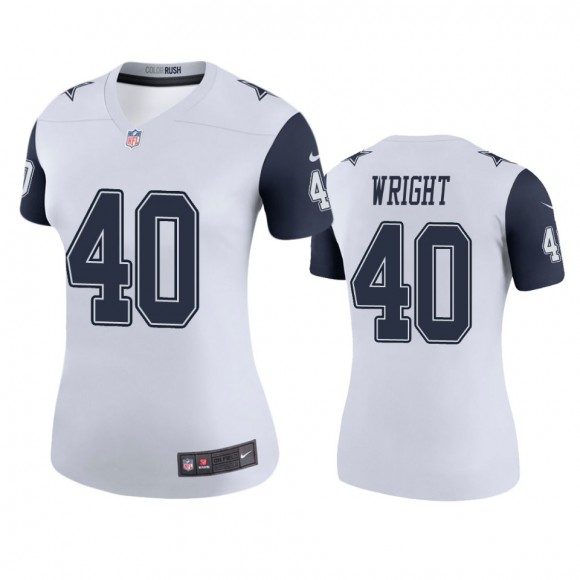 Dallas Cowboys Nahshon Wright White Color Rush Legend Jersey - Women's