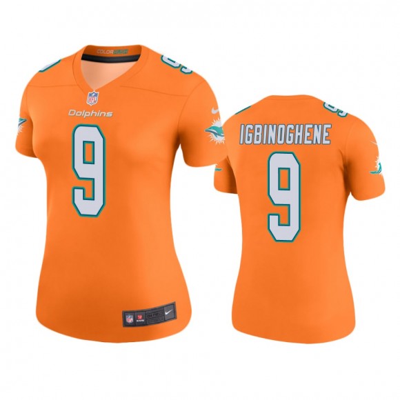 Miami Dolphins Noah Igbinoghene Orange Color Rush Legend Jersey - Women's