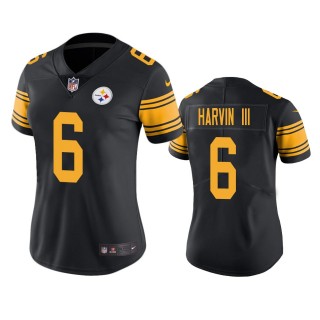 Women's Pittsburgh Steelers Pressley Harvin III Black Color Rush Limited Jersey