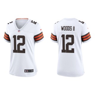 Women's Browns Michael Woods II White Game Jersey