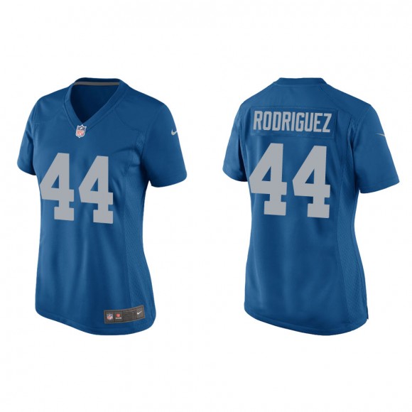 Women's Lions Malcolm Rodriguez Blue Throwback Game Jersey