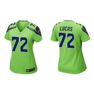 Women's Seahawks Abraham Lucas Neon Green Game Jersey