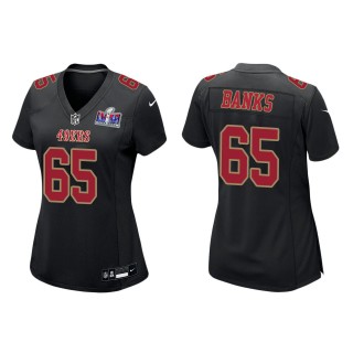 Women's 49ers Aaron Banks Black Super Bowl LVIII Carbon Fashion Game Jersey