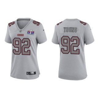 Women's 49ers Chase Young Gray Super Bowl LVIII Atmosphere Fashion Game Jersey