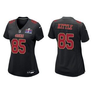 Women's 49ers George Kittle Black Super Bowl LVIII Carbon Fashion Game Jersey