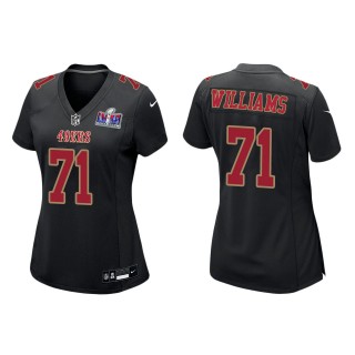 Women's 49ers Trent Williams Black Super Bowl LVIII Carbon Fashion Game Jersey