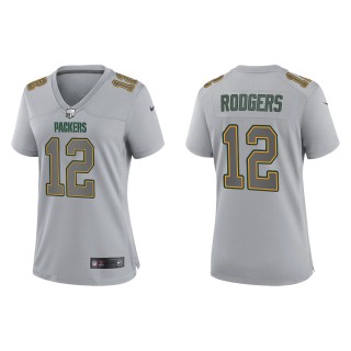 Women's Aaron Rodgers Green Bay Packers Gray Atmosphere Fashion Game Jersey