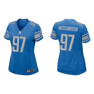 Women's Lions Aidan Hutchinson Blue 2022 NFL Draft Game Jersey