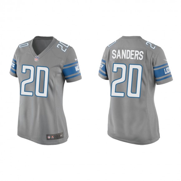 Women's Lions Barry Sanders Silver Game Jersey